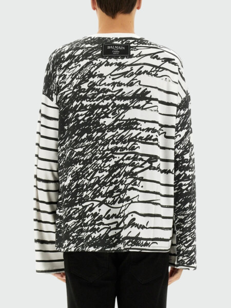 Balmain - Remera manga larga de algodón, Love Letter Blanco