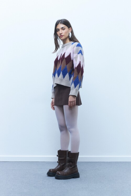 Sweater rombos beige