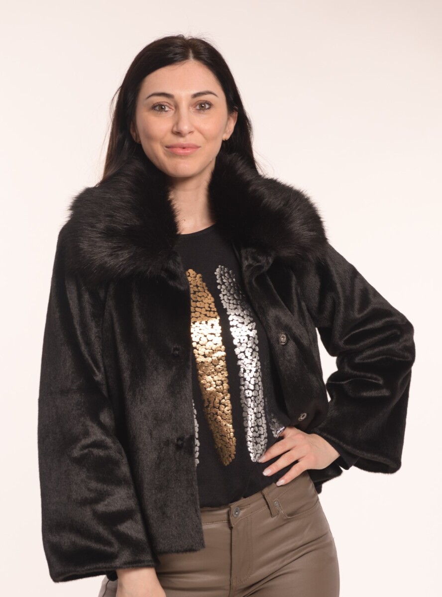 CHAQUETA REGINA LISO ECO PIEL - NEGRO 