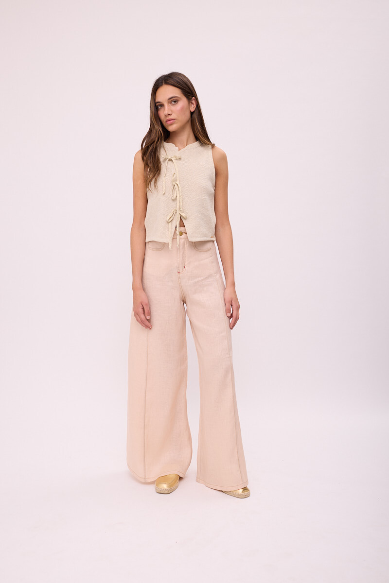 PANTALON WIDE XL LINEN SS26 - Manteca 