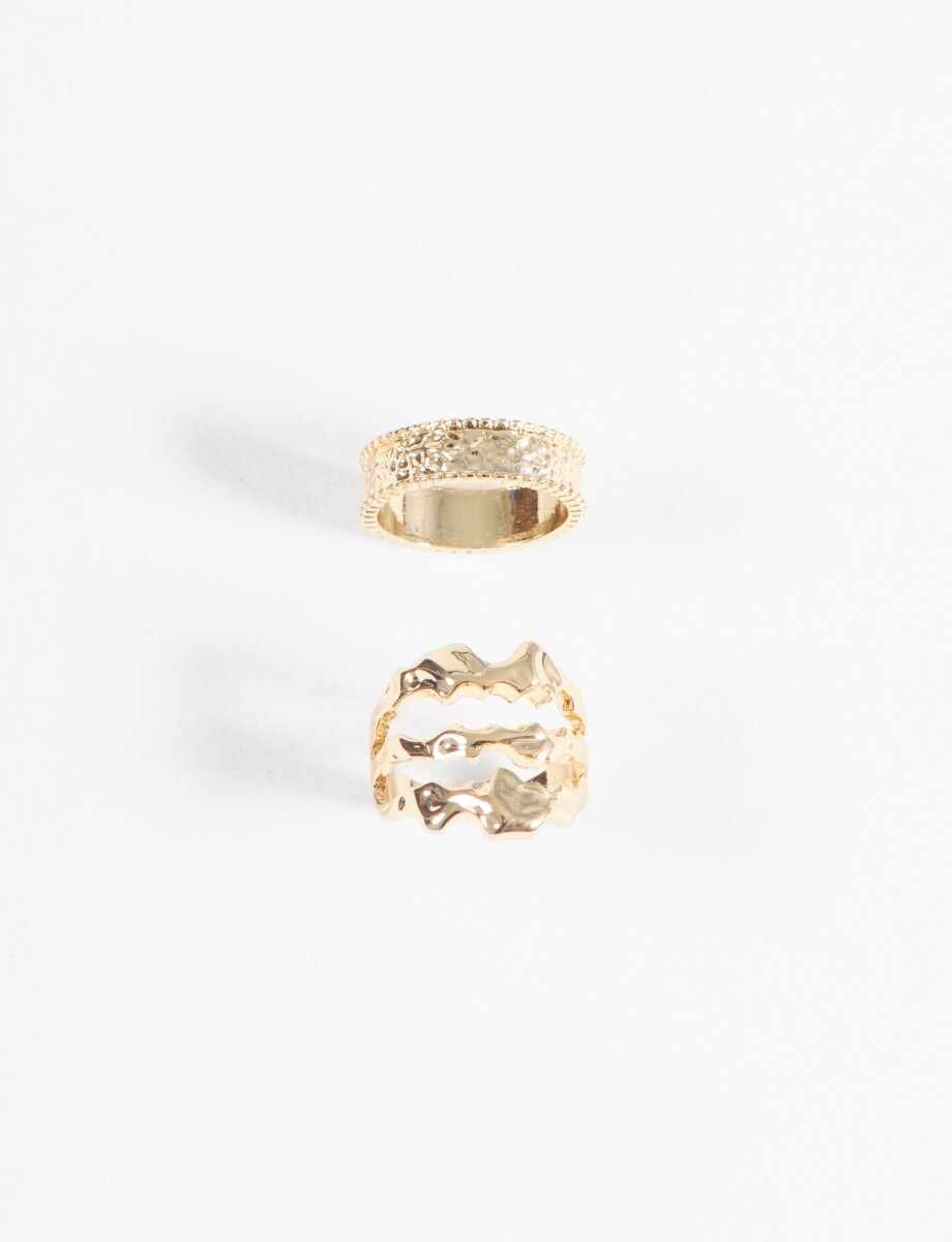 Set anillos texture - dorado 