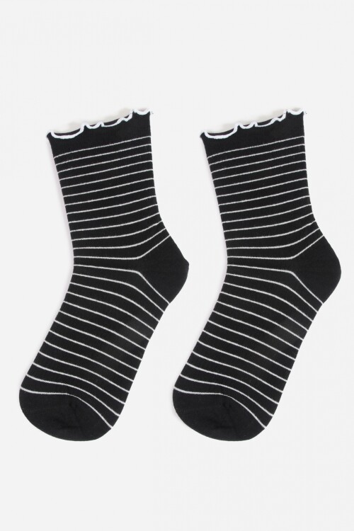 Medias rayadas con terminación wavy negro