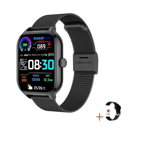 RELOJ SMARTWATCH CON 2 CORREAS NEGRO