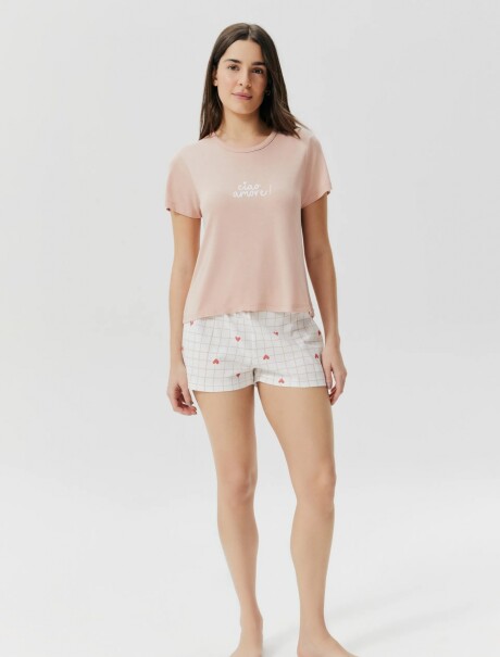 PIJAMA ESTAMPADO CON SHORT ROSA