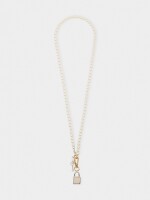 Collar De Perlas Con Colgante De Candado bicolor