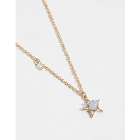 Collar Con Dije De Estrella Con Cubic Zirconia Dorado