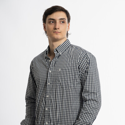Camisa con Spandex Cuadro Navy