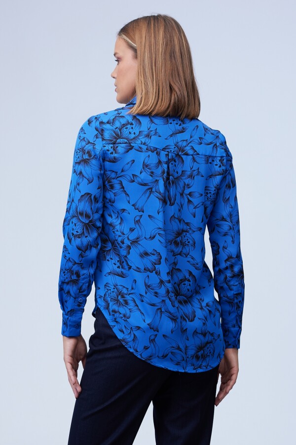 Camisa Flower Print NEGRO/AZUL