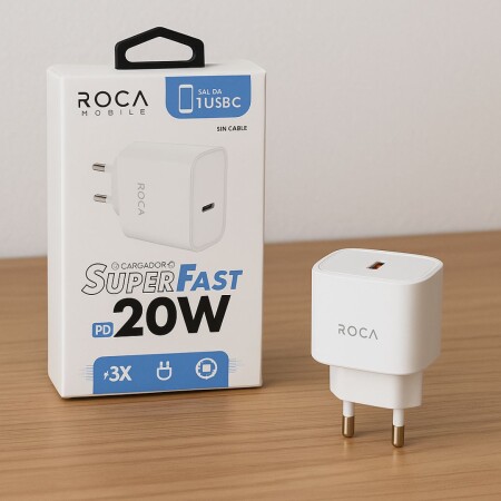 CARGADOR ROCA 20W SUPERFAST 1 USB C Blanco