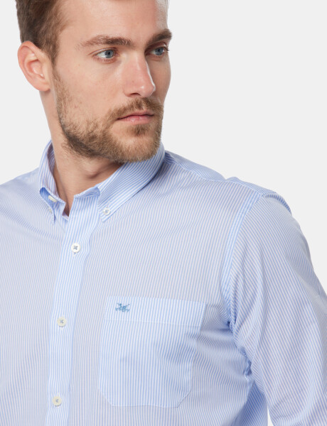 CAMISA SPORT A RAYAS Celeste