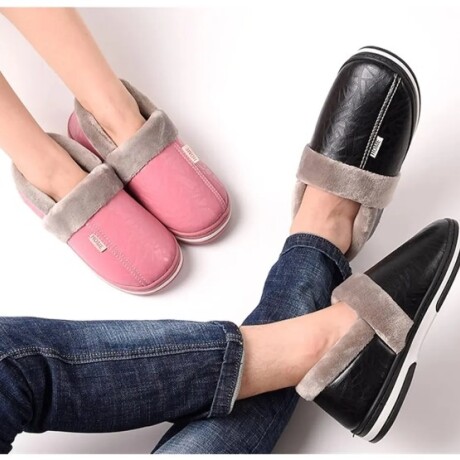 Pantuflas Unisex Cuerina Piel Sintética Antideslizantes Bordó