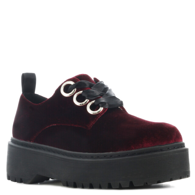 Zapato de Mujer Miss Carol GAIA acordonado de terciopelo Bordó