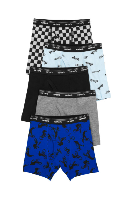 Pack cinco calzoncillos boxer de algodón, diseño deportes Pack cinco calzoncillos boxer de algodón, diseño deportes