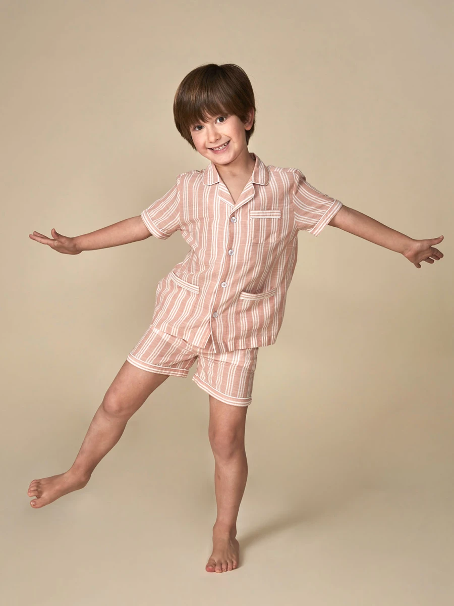 Pijama Corto Con Rayas Bicolor Nude