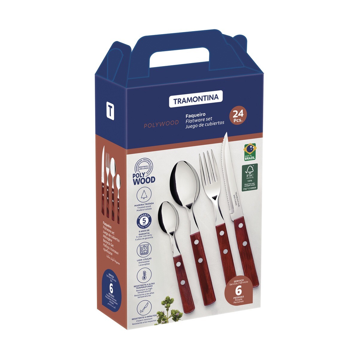 JUEGO DE CUBIERTOS 24 PIEZAS POLYWOOD - 21199/705 