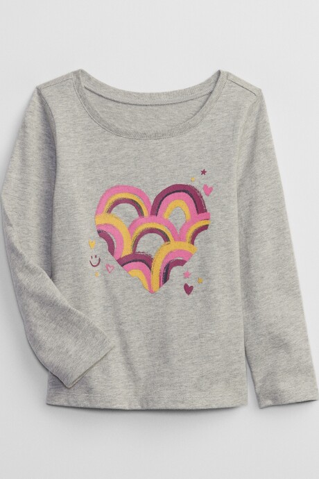 Remera Gráfico Manga Larga Toddler Niña B08 Rainbows