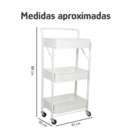 Carro Plegable Organizador Multiuso 3 Estantes Con Ruedas Blanco