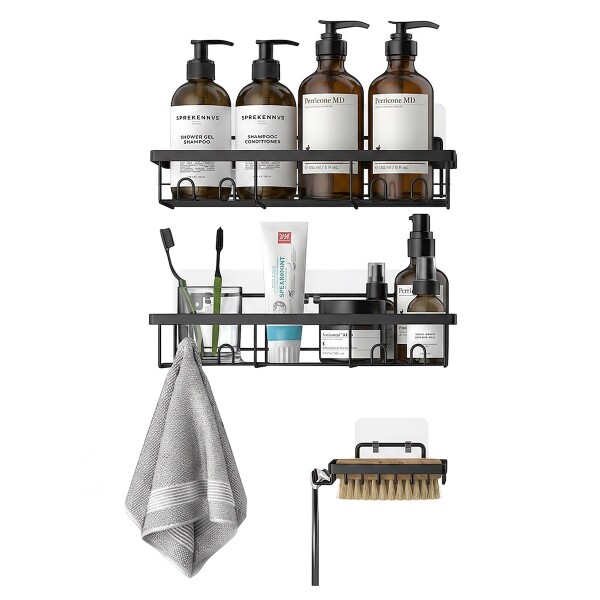 Estante Organizador Accesorio Baño Ducha Set X3 Jabonera Adhesivo Imback Color Negro Estante Organizador Accesorio Baño Ducha Set X3 Jabonera Adhesivo Imback Color Negro