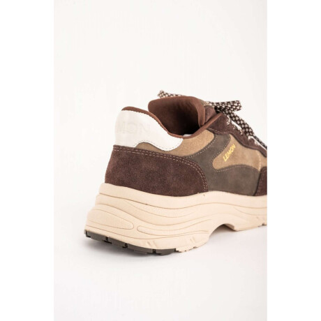 Zapatilla Cuero Combinada Chocolate