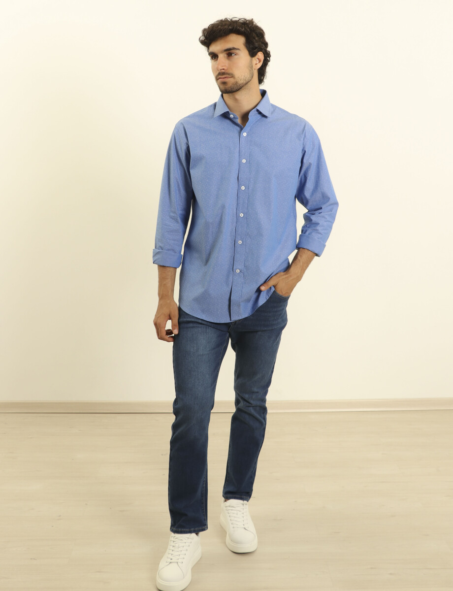 012517 CAMISA HARRINGTON LABEL Azul/blanco