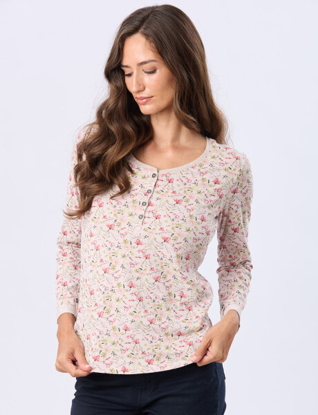 REMERA ESTAMPADA DE ALGODÓN Beige
