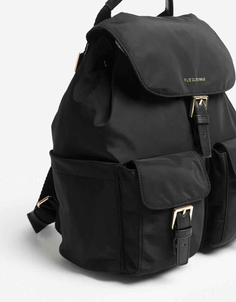 Mochilas Urbanas Mochila Con Solapa Y Bolsillos - Negro