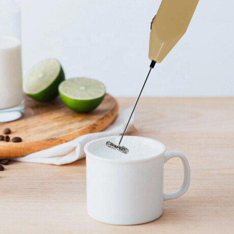 Batidor Espumador Multiuso Portátil Pilas AA Acero Inox Beige