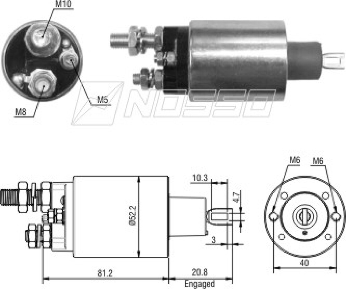 AUTOMATICO DE ARRANQUE - SOLENOIDE 24V L.INDIEL BUS CAMION VW ZM 