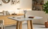 Mesa de Comedor Wood 1.2 Línea Manhattan - Vidrio - Blanco/Natural Mesa de Comedor Wood 1.2 Línea Manhattan - Vidrio - Blanco/Natural