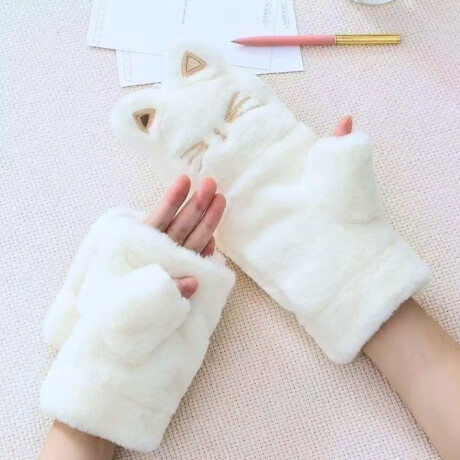 Mitones guantes peluche Gatito Blanco