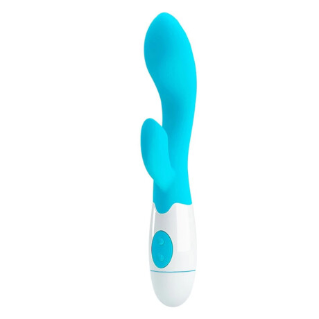 Vibrador Con Doble Estímulo Desing Curvo A Pila Celeste