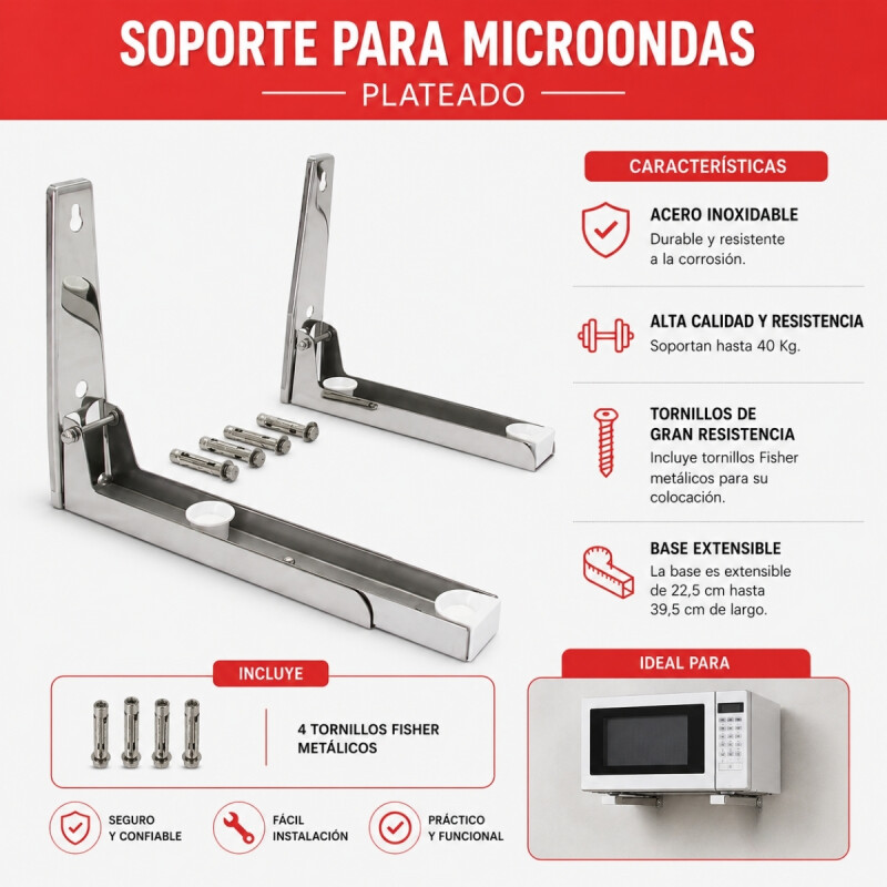 Soporte para microondas PLATEADO