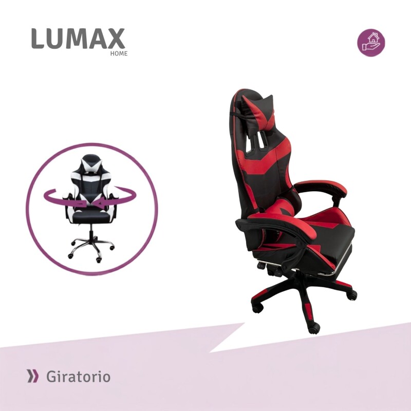 Silla Gamer Lumax Modelo ROM Negro/Rojo