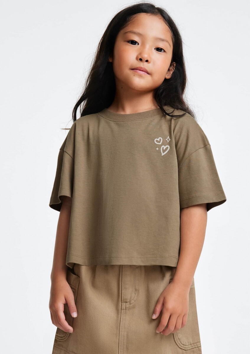 CAMISETA CON ESTAMPADO EN LA PARTE DELANTERA Y TRASERA - MARRÓN 