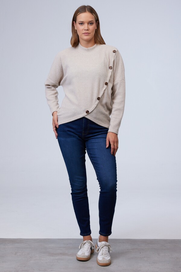 Buzo Cruzado Botones BEIGE