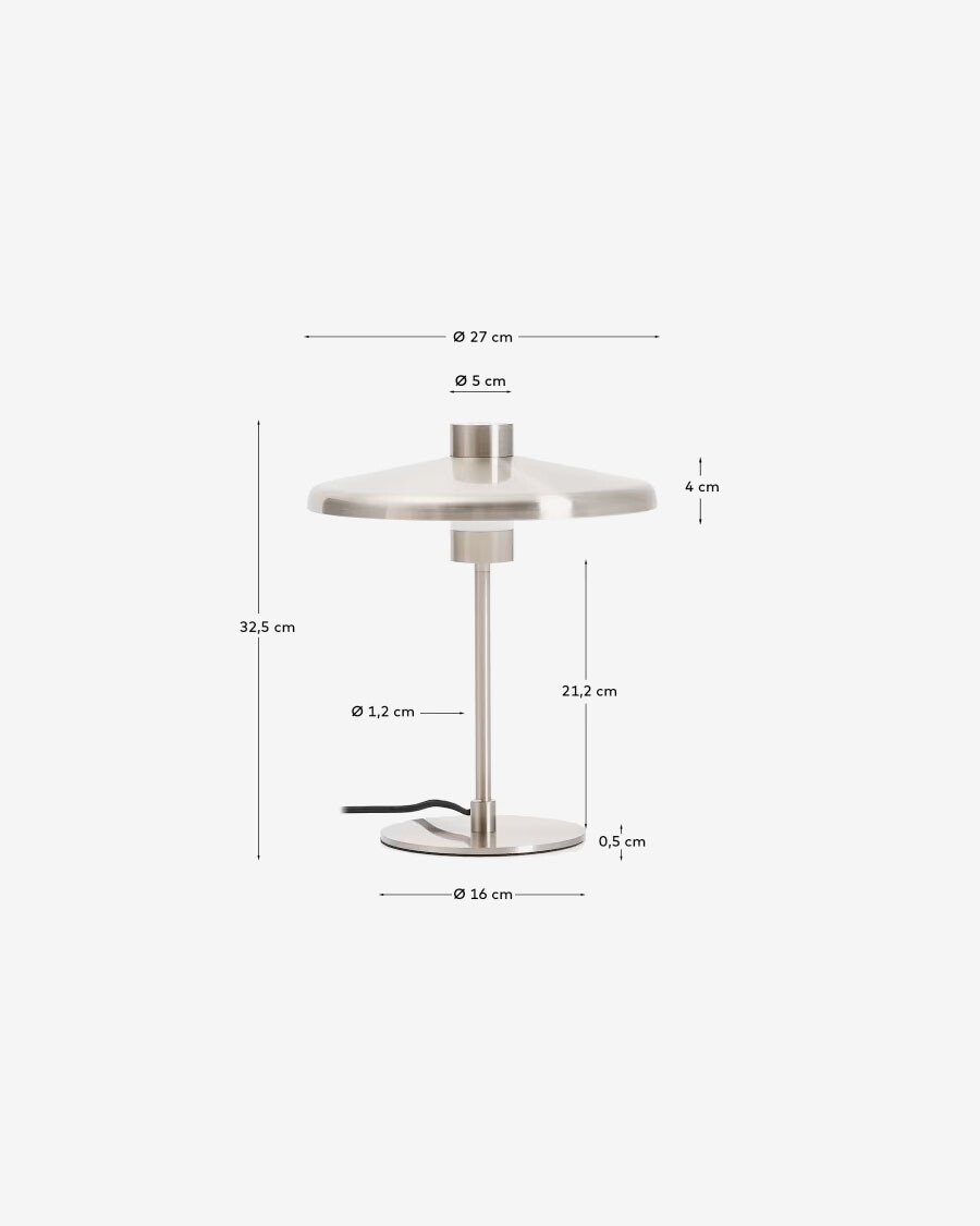 Lámpara de mesa Nuvira de acero cepillado gris claro