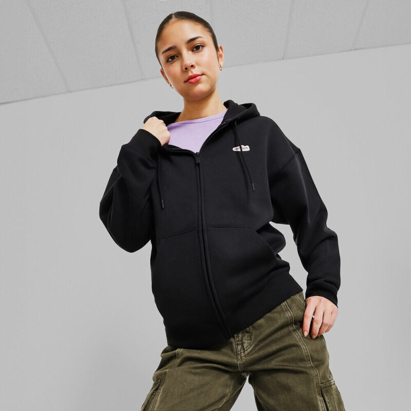 Suede FZ Hoodie Black