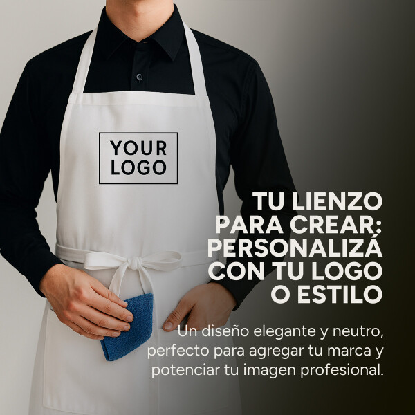 Pack X5 Delantal Cocinero Chef Tela Impermeable Cuero Color Blanco