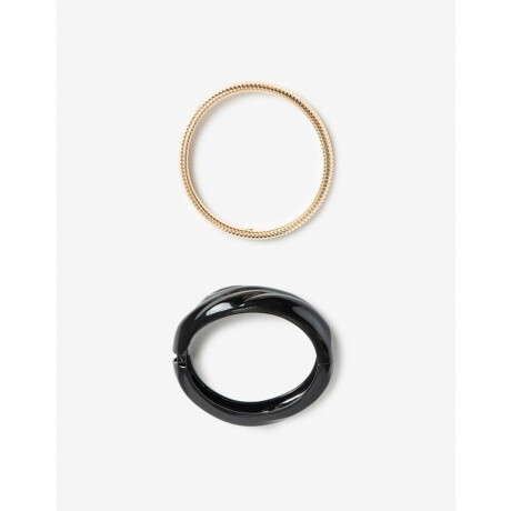 Set 2 Brazaletes Esmaltado Y Metal Dorado