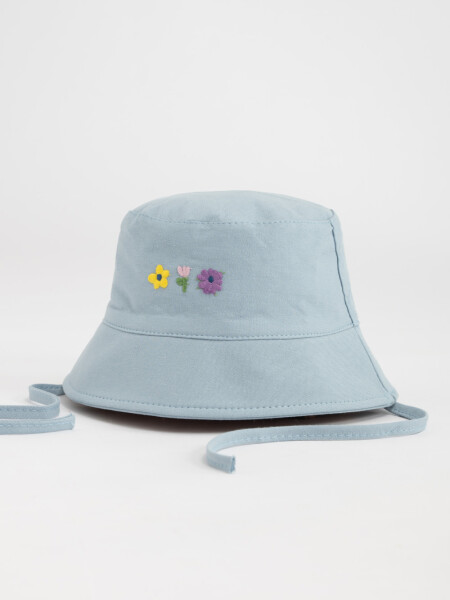 Gorro canvas reversible Flores Celeste