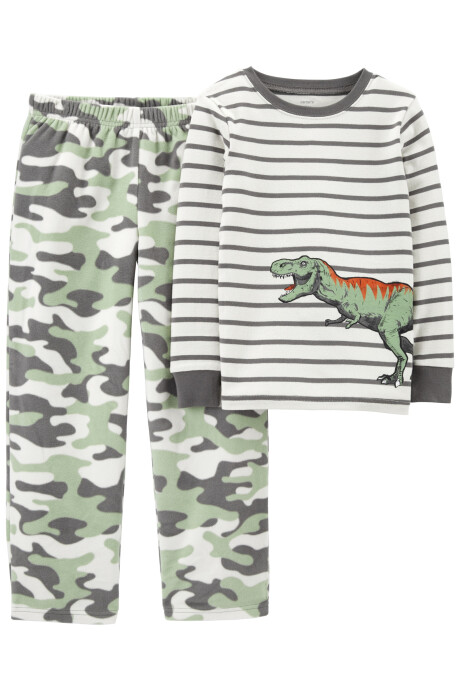 Pijama dos piezas pantalón micropolar y remera algodón, diseño dinosaurio Sin color