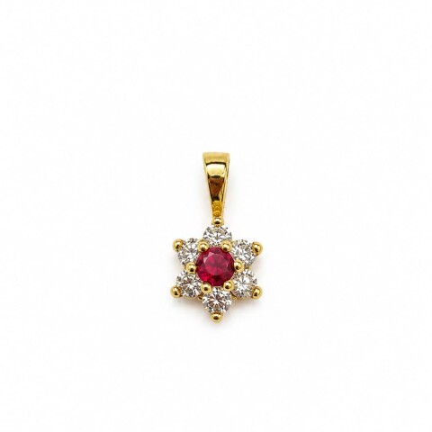 Colgante flor en oro 18kt con Rubi Colgante flor en oro 18kt con Rubi