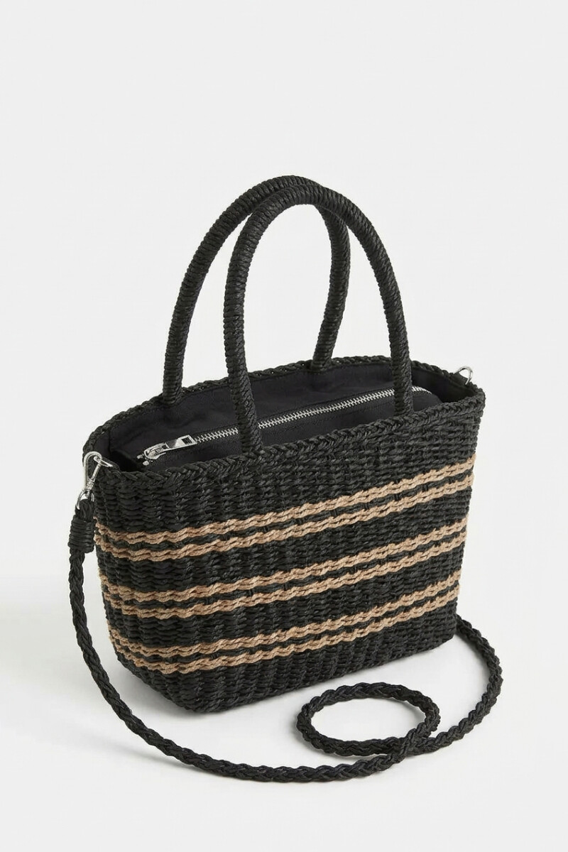 Bolso tejido rayas negro