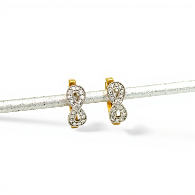 Caravanas aros infinitos oro- Oro bajo - Zirconia - CA8183 conpiedra
