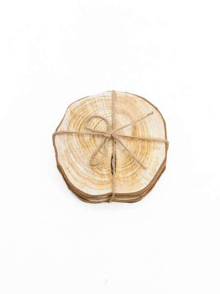 POSA VASOS MADERA SET X4 BEIGE