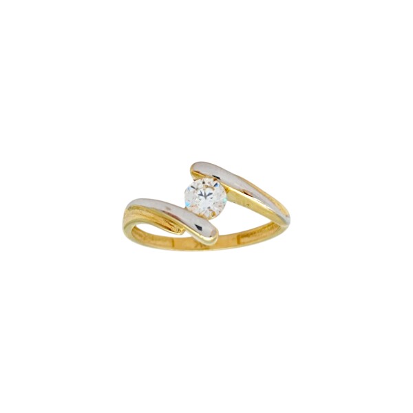 Anillo Cruzado Solitario -Oro bajo-Piedra Zirconia-AN8239 conpiedra