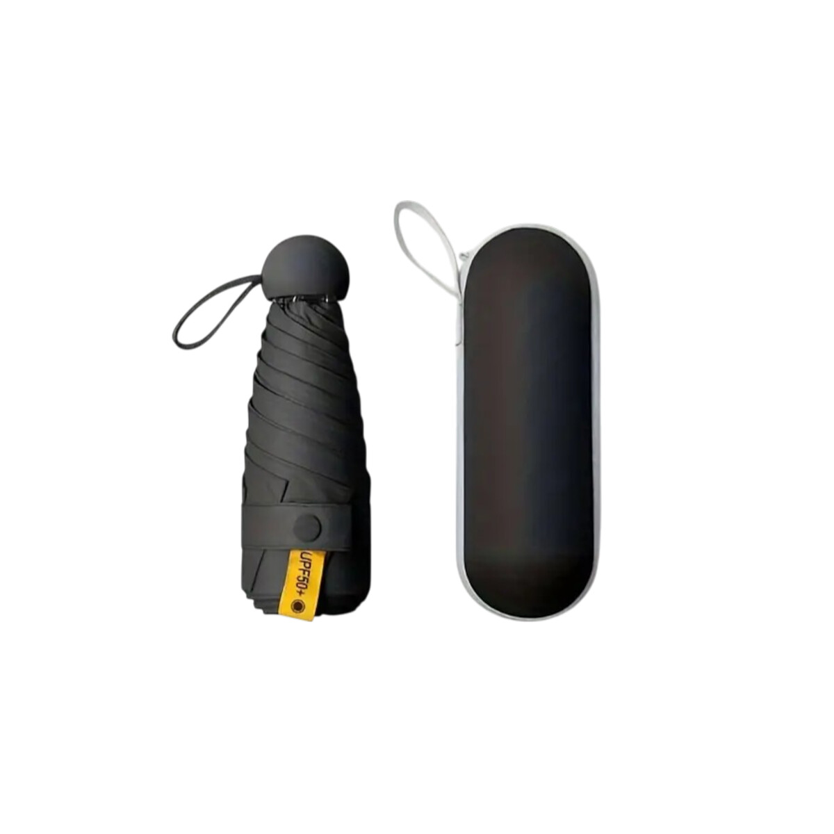 Paraguas plegable con mango y estuche colores pastel - Negro 