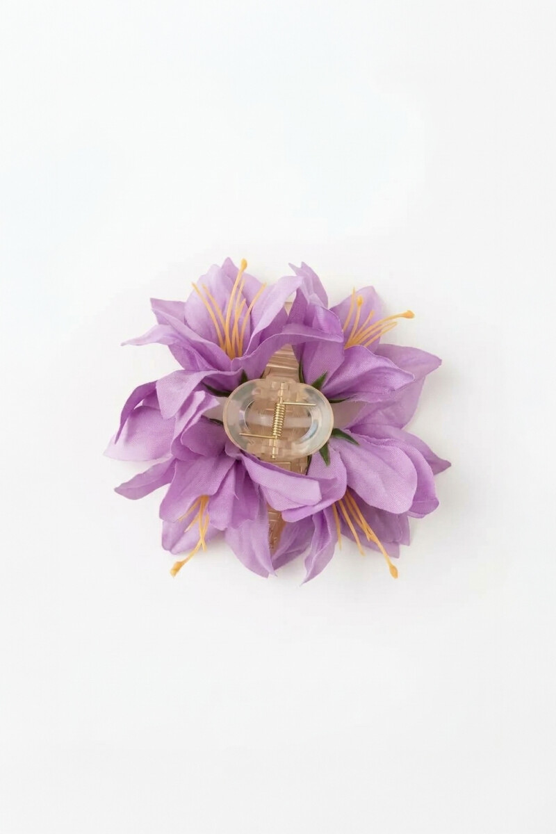 Broche flor dahlia tela lila