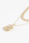 Collar acero triple cadena con dijes dorado