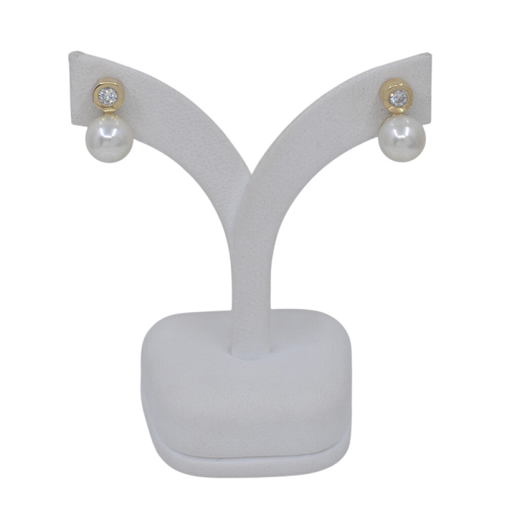 Caravanas oro 18k brillantes y perlas de cultivo 7,5mm Caravanas oro 18k brillantes y perlas de cultivo 7,5mm